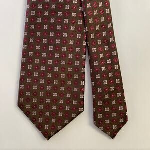 CANALI Brown Purple Floral Silk Tie